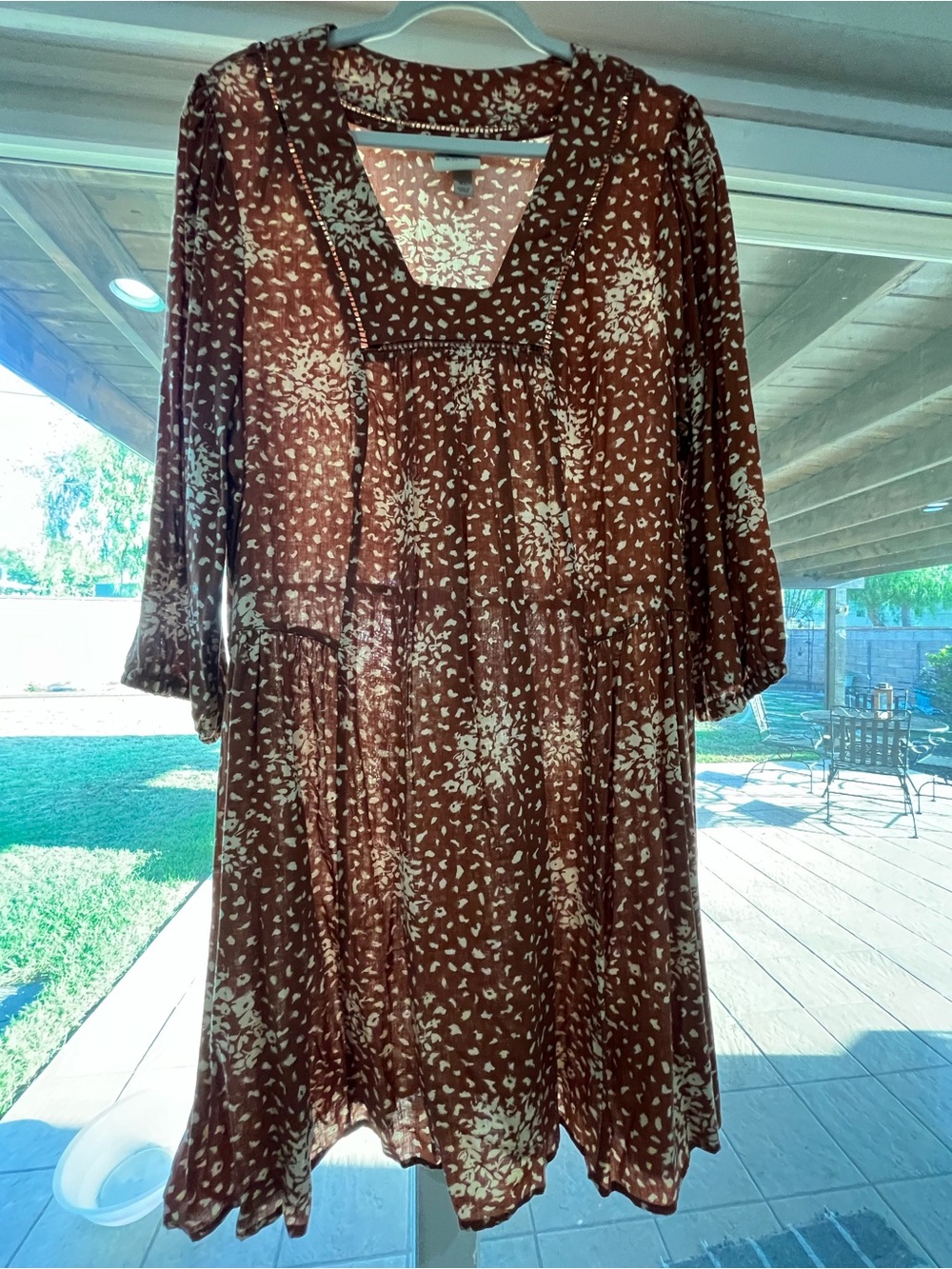 Knox Rose Brown and Cream Floral Midi Dress